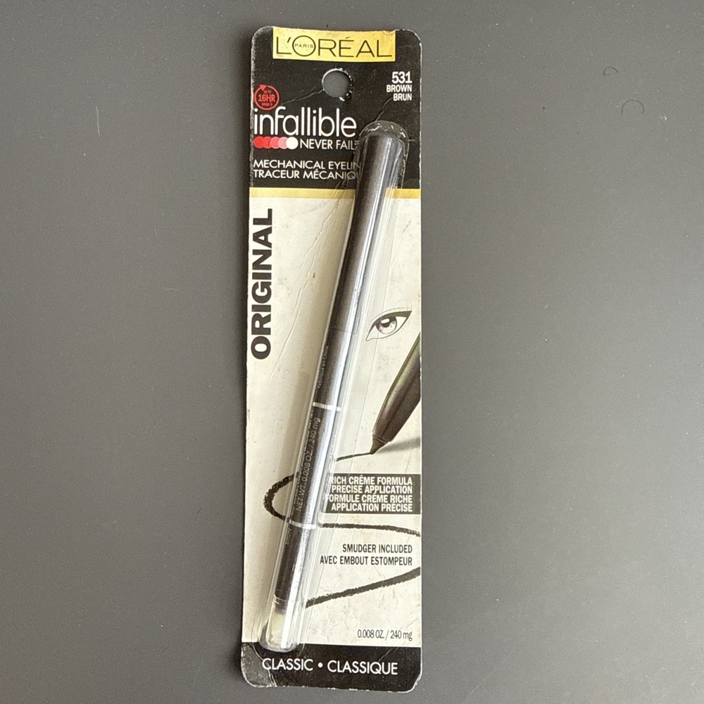 Lot x 3 L'Oréal Infallible 531 Brown Never Fail Eyeliner + Smudger – 0.008 oz